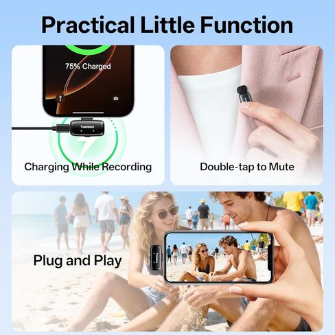 ميكروفون لافالير لاسلكي صغير لهاتف iPhone ipad Android، تقليل الضوضاء وكتم الصوت، حافظة شحن لمدة 33 ساعة، مغير صوت AI، نطاق 131 قدم، ميكروفون صغير على شكل طية صدر لتسجيل الفيديو، مدونات الفيديو، يوتيوب in Saudi Arabia