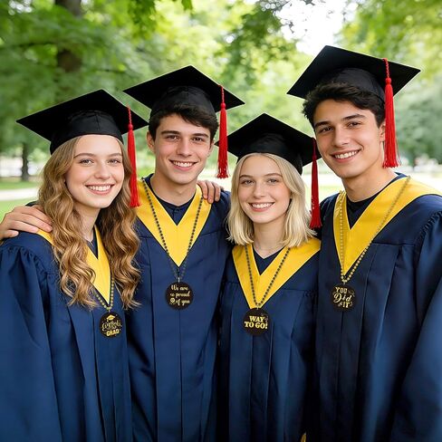 NOVWANG 21-Pack Graduation Necklace with Medallion Pendants Bead Necklaces Gold Black Party Favors for Celebrations in Kuwait