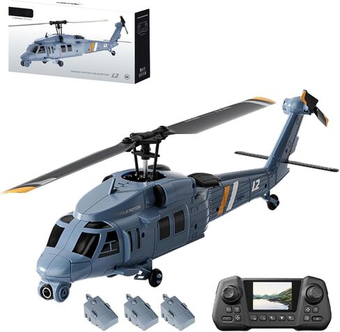 L2 Military RC Helicopter with 8K Camera & Built-in Screen Remote,Maintain Altitude Brushless Motor,with Optical Flow Hover,3-Speed,Hand Controlled Gesture RC Aircraft for Adults(Three Batteries) in Kuwait