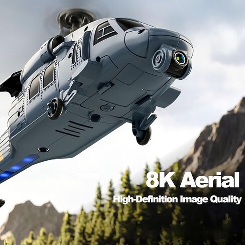 L2 Military RC Helicopter with 8K Camera & Built-in Screen Remote,Maintain Altitude Brushless Motor,with Optical Flow Hover,3-Speed,Hand Controlled Gesture RC Aircraft for Adults(Three Batteries) in Kuwait