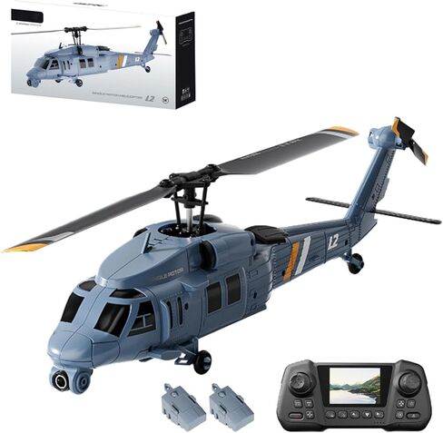 L2 Military RC Helicopter with 8K Camera & Built-in Screen Remote,Maintain Altitude Brushless Motor,with Optical Flow Hover,3-Speed,Hand Controlled Gesture RC Aircraft for Adults(Three Batteries) in Kuwait