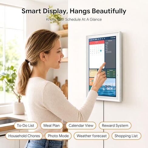 15.6" 1080P HD Digital Calendar&Photo Frame, Auto-Sync to iCloud&Google&Outlook, Touchscreen Wall Planner, Chore Chart, To-Do&AI Meal Planner, No Subscription, Wall/Desk Mount, Gift for Mom in Kuwait