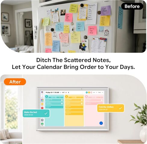 15.6" 1080P HD Digital Calendar&Photo Frame, Auto-Sync to iCloud&Google&Outlook, Touchscreen Wall Planner, Chore Chart, To-Do&AI Meal Planner, No Subscription, Wall/Desk Mount, Gift for Mom in Kuwait