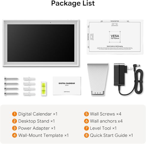 15.6" 1080P HD Digital Calendar&Photo Frame, Auto-Sync to iCloud&Google&Outlook, Touchscreen Wall Planner, Chore Chart, To-Do&AI Meal Planner, No Subscription, Wall/Desk Mount, Gift for Mom in Kuwait