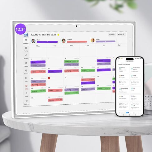 12.3 Inch Digital Calendar, 1920x1280 IPS Digital Picture Frame, 32GB Touch Screen Wall & Desk Digital Planner for Schedule, Photo Display, Meals, Chore Chart & Tasks in Kuwait
