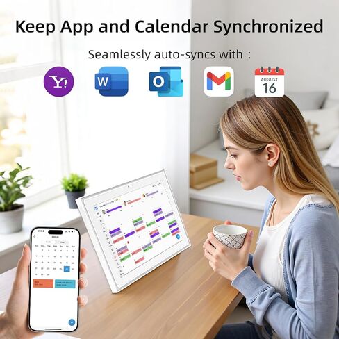 12.3 Inch Digital Calendar, 1920x1280 IPS Digital Picture Frame, 32GB Touch Screen Wall & Desk Digital Planner for Schedule, Photo Display, Meals, Chore Chart & Tasks in Kuwait