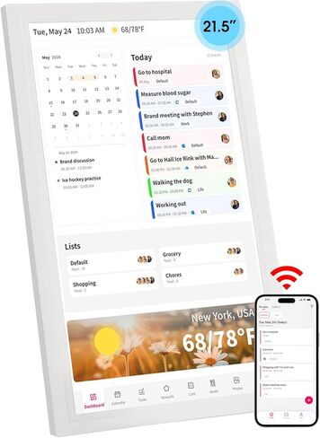 تقويم حائط رقمي مقاس 10.1 بوصة من Whale Framely، جدول عائلي ذكي ومخطط مهام، مخطط وجبات، مخطط حائط بشاشة تعمل باللمس IPS FHD مع تدوير تلقائي، منظم حائط، هدية لعيد الأب/الجد in Kuwait