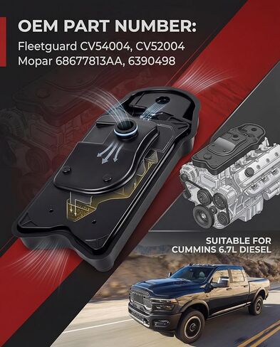 68677813AA Crankcase Ventilation Filter - Compatible with 2025-2026 Dodge Ram 2500 3500 4500 5500 Turbo Diesel Cummins 6.7L Engine - Crankcase Breather Element CCV Filter - Replace# CV54004, CV52004 in Kuwait