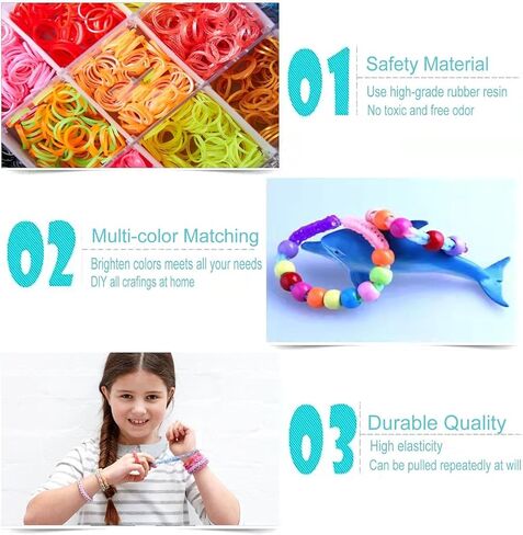 USKMOTO 10 Colors 3000+ Rubber Band Bracelet Making Refill Kit, Multi-Colors Rubberband Loom Bracelets Making Kit for Kids Weaving DIY Crafting Gift, Birthday Gifts for Girls(10 Colors B Series) in Kuwait
