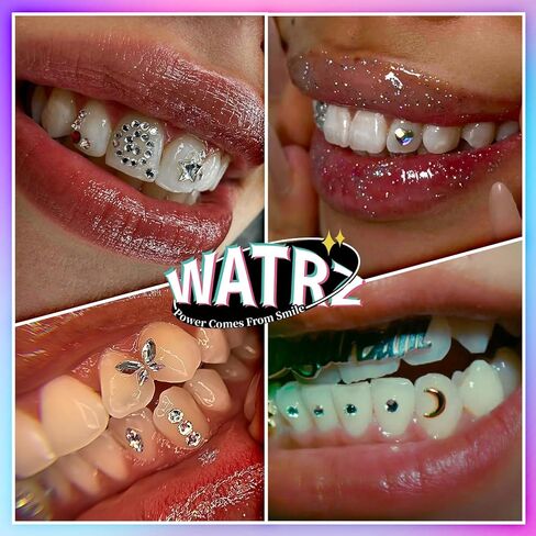 مجموعة WATRZ 920 جوهرة للأسنان، أحجار كريمة للأسنان DIY بلورات 6 أشكال مع 600 بلورة مستديرة 8 من أجزاء السبائك متعددة الألوان حب الفراشة للفتيات غير ضارة in Kuwait