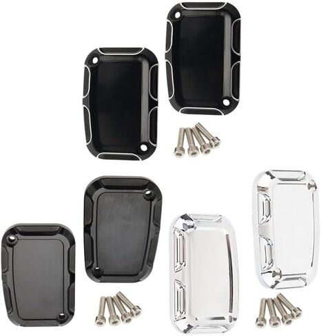 Front Rear Brake Reservoir Master Cylinder Cover, Motorcycle Brake Master Clutch Cylinder Covers, 2008-2017 Compatible with Harley FLH FLHX FLHX Road King Black in Kuwait