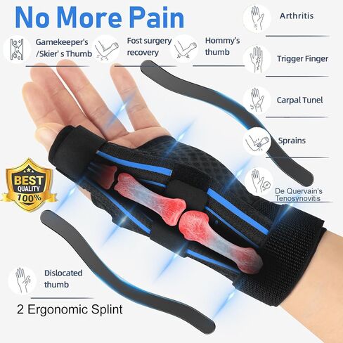 Thumb Brace for Pain Relief - Professional Thumb Stabilizer, Trigger thumb Splint for Arthritis De Quervain's, Tendonitis,CMC, Wrist Support Adjustable Comfort Wear Left Right Hand Office & Night in Saudi Arabia