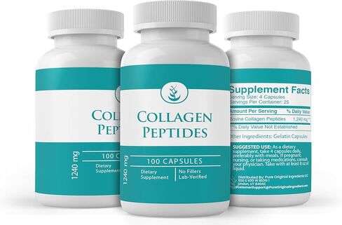 Pure Original Ingredients Collagen Peptide, (100 Capsules) Pure, No Additives Or Fillers, Lab Verified in Saudi Arabia