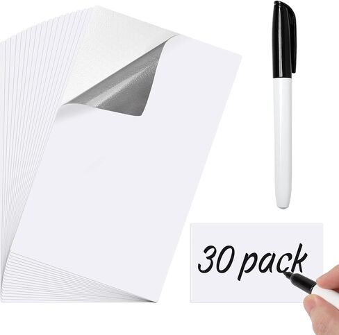 Dry Erase Labels 30 Pack 3x5Inch Reusable Whiteboard Sticky Notes Dry Erase Stickers Whiteboard Sticky Labels with Pen Tear Resistant & No Residue for Storage Bins Home Office Organization in Kuwait