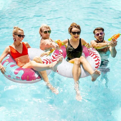2 Pcs Ice Cream Drip Baseball Pool Floats 42.5 Inch Inflatable Swim Rings Summer Beach Pool Toys for Adult Ice Cream Baseball Party Themed Birthday Bridal Shower Party Supplies in Kuwait
