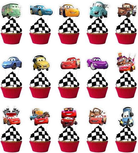 30pcs Cars Cake Decorations with 30pcs Cupcake Toppers Party Supplies for Cars Themed Birthday Decorations in Kuwait