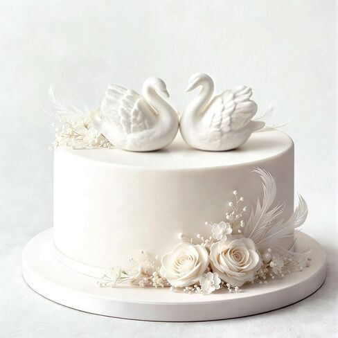 Hoteam 2 Pcs Swan Cake Topper Couple Wedding Cake Toppers Decor Vintage Elegant Ceramics Wedding Decor Novios Para Pastel for Anniversaries Engagement Party Bridal Showers Romantic Desk Decoration in Kuwait