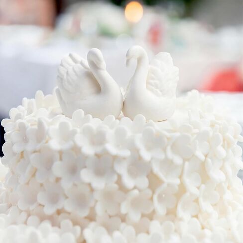 Hoteam 2 Pcs Swan Cake Topper Couple Wedding Cake Toppers Decor Vintage Elegant Ceramics Wedding Decor Novios Para Pastel for Anniversaries Engagement Party Bridal Showers Romantic Desk Decoration in Kuwait