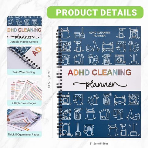 2026 NEW ADHD Cleaning Planner for Adults and Teens - Daily, Weekly & Monthly Cleaning Schedule & Checklist - Household Chore Organizer with DIY Templates for Stress-Free Home Management in Kuwait