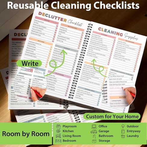 2026 NEW ADHD Cleaning Planner for Adults and Teens - Daily, Weekly & Monthly Cleaning Schedule & Checklist - Household Chore Organizer with DIY Templates for Stress-Free Home Management in Kuwait