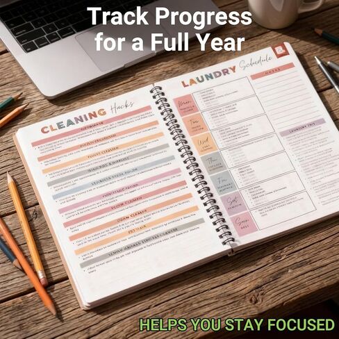 2026 NEW ADHD Cleaning Planner for Adults and Teens - Daily, Weekly & Monthly Cleaning Schedule & Checklist - Household Chore Organizer with DIY Templates for Stress-Free Home Management in Kuwait
