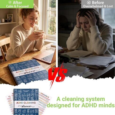2026 NEW ADHD Cleaning Planner for Adults and Teens - Daily, Weekly & Monthly Cleaning Schedule & Checklist - Household Chore Organizer with DIY Templates for Stress-Free Home Management in Kuwait