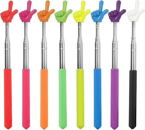 8 Pcs Teacher Pointer Stick for Classroom Extendable Up to 27 Inches, Pointer Finger Telescoping Retractable Pointing Stick Reading Aid for Presentation Whiteboard (8 Colors) in Kuwait
