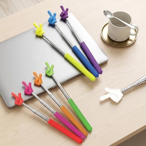 8 Pcs Teacher Pointer Stick for Classroom Extendable Up to 27 Inches, Pointer Finger Telescoping Retractable Pointing Stick Reading Aid for Presentation Whiteboard (8 Colors) in Kuwait
