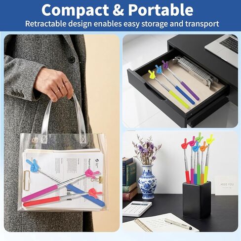 8 Pcs Teacher Pointer Stick for Classroom Extendable Up to 27 Inches, Pointer Finger Telescoping Retractable Pointing Stick Reading Aid for Presentation Whiteboard (8 Colors) in Kuwait