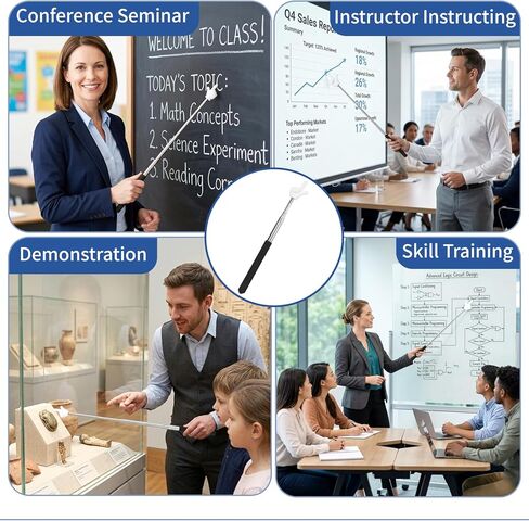 8 Pcs Teacher Pointer Stick for Classroom Extendable Up to 27 Inches, Pointer Finger Telescoping Retractable Pointing Stick Reading Aid for Presentation Whiteboard (8 Colors) in Kuwait