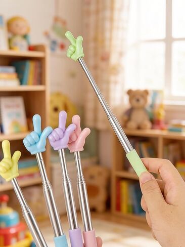 6-Pack Retractable Pointer Finger Stick, Teacher Supplies， Extendable Colorful Presentation Pointers for Whiteboard, Blackboard & Classroom Supplies (5 Colors) in Kuwait