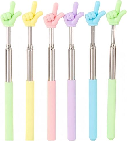 6-Pack Retractable Pointer Finger Stick, Teacher Supplies， Extendable Colorful Presentation Pointers for Whiteboard, Blackboard & Classroom Supplies (5 Colors) in Kuwait