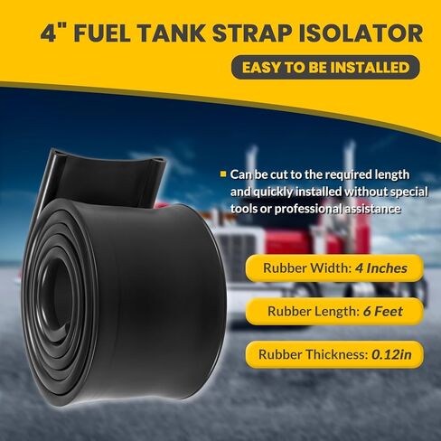 4-Inch Fuel Tank Strap Isolator, Heavy Duty Rubber Gas Tank Strap Cushion, Universal Fit for Most Semi-trailer Trucks, 6 Feet x 4 Inches Seal in Kuwait