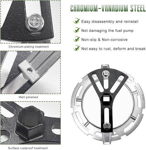 Car Fuel Pump Removal Tool, Adjustable Fuel Tank Lock Ring Remover/Installer Range from 4.5" to 7.3", Auto Fuel Tank Lid Collar Ring Spanner with 1/2" Ratchet Drive & 3 Arms in Kuwait
