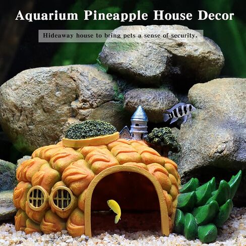 Tfwadmx Aquarium Decorations Resin Pineapple Fish Tank House Hermit Crab Hideout Cave Shelter Decor Underwater Landscape Hut Aquarium Ornament for Shrimps Breeding Hiding in Saudi Arabia
