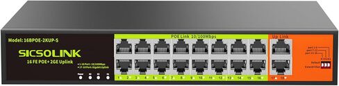 SICSOLINK AI Smart 10 Ports PoE+ Switch,2 Uplink,802.3af/at,120W Total Power, 100Mbps,Extend to 250Meter,Unmanaged,Plug & Play,Suitable for IP Cameras,Networking Devices & Home Office. in Saudi Arabia