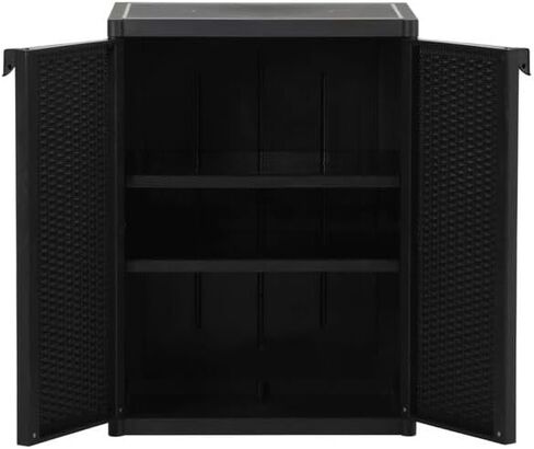 Gartenschrank Schwarz 65x45x88 cm PP Rattan-Optik in Kuwait