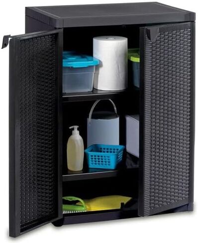 Gartenschrank Schwarz 65x45x88 cm PP Rattan-Optik in Kuwait