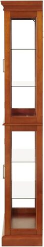 Curio Cabinet Lighted Curio Diapaly Cabinet with Adjustable Shelves and Mirrored Back Panel, Tempered Glass Doors (Walnut, 6 Tier), (E26 Light Bulb not Included) in Kuwait