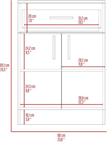 Pantry Organizer Cabinet 33" H, One Drawer, Two Interior Shelves, Two Doors, White/Light Oak in Kuwait