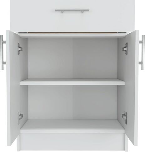 Pantry Organizer Cabinet 33" H, One Drawer, Two Interior Shelves, Two Doors, White/Light Oak in Kuwait
