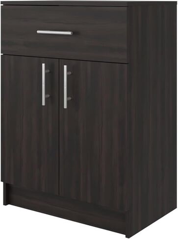 Pantry Cabinet 33" H with Top Drawer, Double Doors and Interior Shelves, Dark Walnut in Kuwait