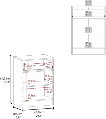 Pantry Cabinet 33" H with Top Drawer, Double Doors and Interior Shelves, Dark Walnut in Kuwait
