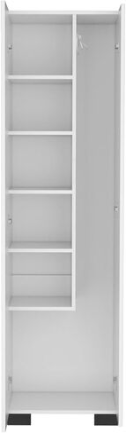 Broom Cabinet Double-Door Design with Inner Shelves and Side Hangers, White in Kuwait