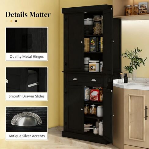 Pantry Storage Cabinet with Doors and Shelves,Kitchen Cabinet,Freestanding Food Pantry Cabinet in Kuwait