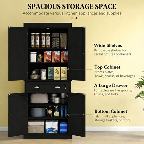 Pantry Storage Cabinet with Doors and Shelves,Kitchen Cabinet,Freestanding Food Pantry Cabinet in Kuwait