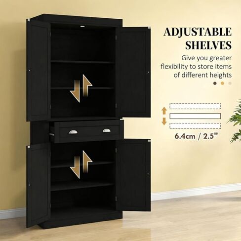 Pantry Storage Cabinet with Doors and Shelves,Kitchen Cabinet,Freestanding Food Pantry Cabinet in Kuwait