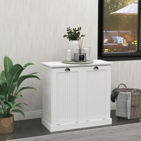 Two-Compartment Tilt-Out Laundry Sorter Cabinet-White in Kuwait