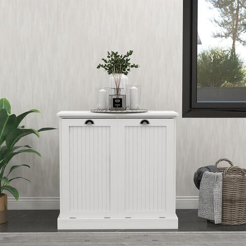 Two-Compartment Tilt-Out Laundry Sorter Cabinet-White in Kuwait