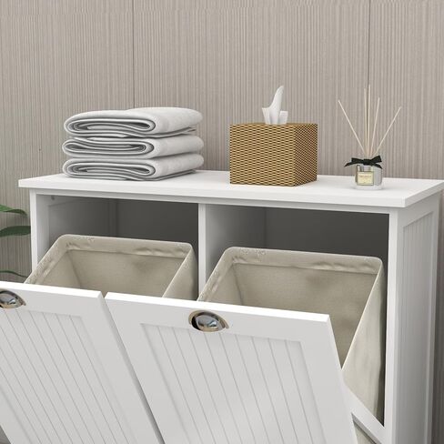 Two-Compartment Tilt-Out Laundry Sorter Cabinet-White in Kuwait